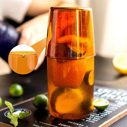Cabilock 1set Glass Cup and Water Kettle Kit High Borosilicate Drinking Tools for Home Office Hotel Use for Cold Beverages Like Water Tea and Juic...