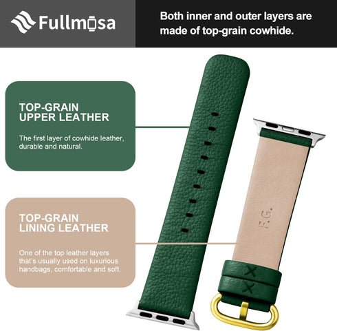Fullmosa Leather Bands Compatible with Apple Watch Band 49mm 46mm 45mm 44mm 42mm for Men Women, Top Grain Genuine Leather Strap for iWatch Ultra 2...