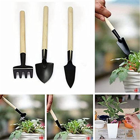 6 Pcs Garden Tools Mini Gardening Kit Plant Potted Flower Gadget Wooden Handles for Transplanting Seedlings, Cultivating and Weeding Flowers and V...