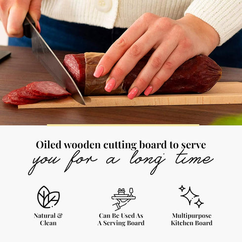Tuuli Kitchen – Salami Wooden Cutting Board, Specially Designed Beechwood Charcuterie Boards, Cutting Board Coated with Oil, 37 x 5.5 cm...