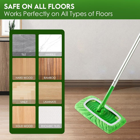8PCS Reusable Microfiber Mop Pads Washable Wet Pads Compatible with Swiffer Sweeper Refills Pads for Wet & Dry Sweeping Cloths Mop Head Replacemen...