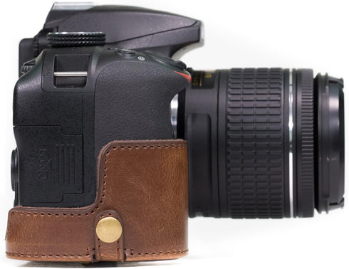 MegaGear Nikon D3400 Ever Ready Leather Camera Case and Strap, with Battery Access - Dark Brown - MG857...