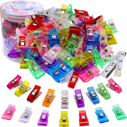 BamLue 100 Pack-Upgrade Handy Holding Easier Sewing Clips Multicolor for Sewing Craft Clamps,Crafting,Crochet and Knitting,All Purpose for Quiltin...