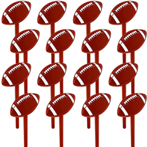 Blulu 48 Brown Acrylic Football Cake Toppers & Toothpicks - 48 Pieces - Football Theme Party Decorations...