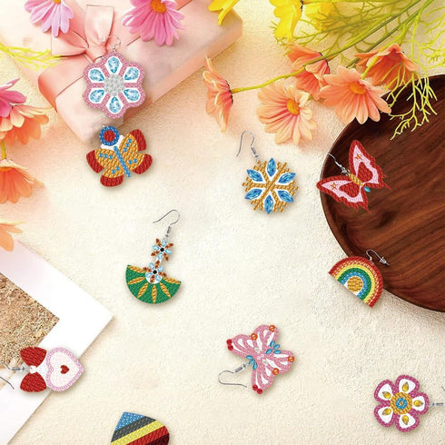 BEUNITONE 12 Pairs Butterfly Diamond Painting Earrings Love Heart DIY Earring Making Kit Star Diamond Art Earrings Jewelry Making Kit for Adults W...