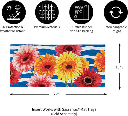 Evergreen Sassafras Spring Gerbera Bouquet Interchangeable Entrance Doormat | Indoor and Outdoor | 22-inches x 10-inches | Non-Slip Backing | All-...