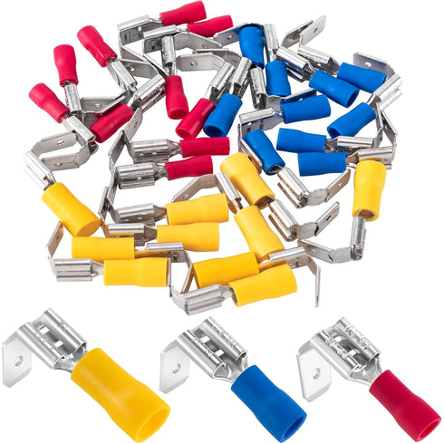 ANCIRS 30pcs Semi-Insulated Piggyback Spade Connectors, Quick Disconnect Piggyback Spade Assortment Kit, Female/Male Cable Crimp Terminals, 22-10 ...