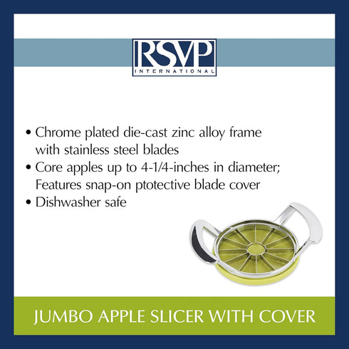 RSVP International Kitchen Tool Collection Core and Slice Apples, Jumbo Slicer, 7.32x4.92", Stainless Steel with Lid...