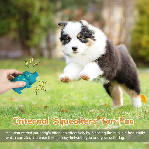 WishLotus Natural Latex Dog Squeaky Toy, Pig-Shaped Dog Chew Toys for Teeth Cleaning, Mini Puppy Chew Toy for Small Dogs to Relieve Stress and Red...