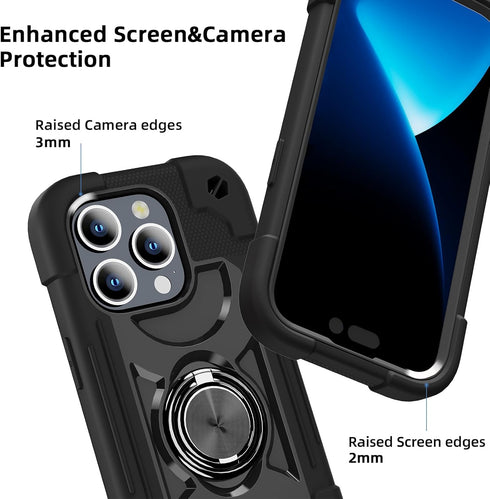 MARKILL Compatible with iPhone 15 Pro Max Case 6.7 Inch with Double Ring Stand, Heavy-Duty Military Grade Shockproof Phone Cover for iPhone 15 Pro...