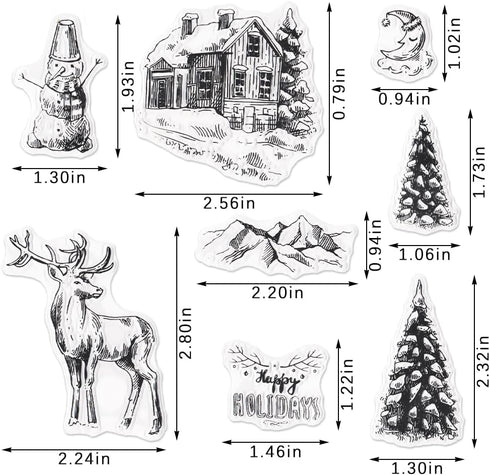Merry Christmas Clear Stamps for Card Making and Photo Album Decorations, Christmas Tree Stamps, Reindeer Snowman Transparent Silicone Stamps for ...