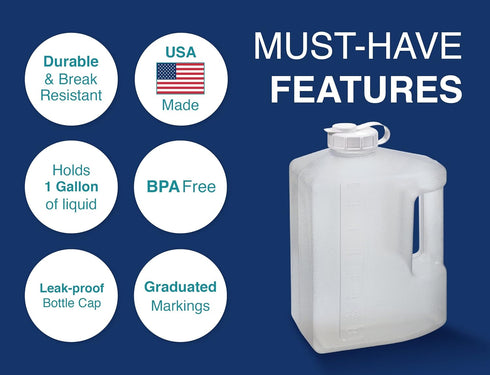 Arrow 1 Gallon Plastic Jug for Cold Drinks - Refrigerator Bottle with Cap, Easy-Pour Spout and Graduated Markings - Made in USA, BPA Free Plastic ...