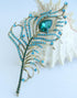 Sindary 4.92" Rhinestone Crystal Peacock Feather Brooch Pin Pendant BZ5860...