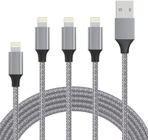 iPhone Charger, Lightning Cable 4PACK 6inch+5ft+5ft+5ft Nylon Braided USB Charging Cable High Speed Data Sync Cord Compatible with iPhone 13/12/11...
