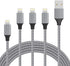 iPhone Charger, Lightning Cable 4PACK 6inch+5ft+5ft+5ft Nylon Braided USB Charging Cable High Speed Data Sync Cord Compatible with iPhone 13/12/11...