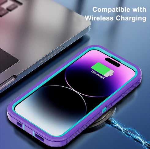 Annymall for iPhone 14 Pro Case with 2 Screen Protector, Heavy Duty Drop Protection Shockproof Full Body 3-Layer Military Rugged Durable Protectiv...