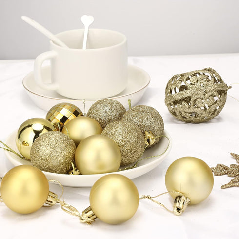 Aitsite 24ct Christmas Tree Ornaments Set 1.57 inches Mini Shatterproof Holiday Ornaments Balls for Christmas Decorations (Gold)...