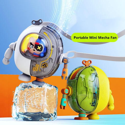 Fantasee Portable Mecha Fan, Handheld Neck Fan, 3 Speeds USB Rechargeable Mini Cooling Personal Fan for Kids Teenager Gift Indoor Outdoor (White G...