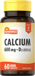 Sundance Calcium 600mg with D3 | 60 Caplets | Vegetarian, Non-GMO, and Gluten Free Supplement...