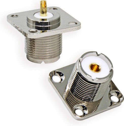 PL259 Panel Mount, 2 Pack UHF Female Jack 4 Holes Chassis Mount Flange Solder Cup Coax Connector for Ham Radio Antenna...