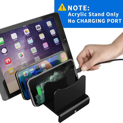 Acrylic Multi Device Organizer Stand Base for Portable Charger Power Banks, 4 Slots Desktop Storage Holder Compatible with USB Battery Pack, Phone...