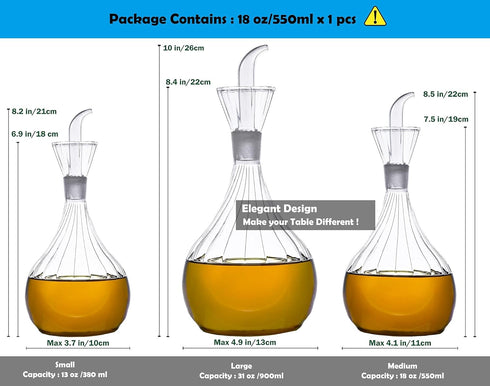 HAIZEEN 18 oz/550ml Olive Oil Dispenser Bottle/Oil Bottle Dispenser/Oil Cruet, Olive Oil Dispenser Oil Bottle Glass with No Drip Bottle Spout....