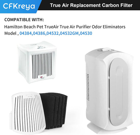 04383 True Air Replacement Filters Compatible with Hamilton Beach True Purifier Odor Eliminators Model 04383,04384,04530,04531 and 04532,10-Pack...