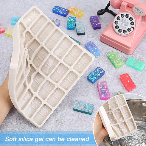 Professional Domino Molds for Resin Casting, Jumbo Silicone Dominoes Mold 28 Cavities, Baking Molds – Flexible and Non-Stick Design – Ideal for Ch...