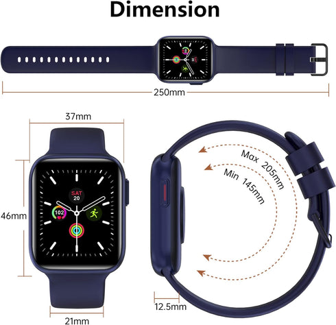 BRIBEJAT Smart Watch (Dial/Answer Call) 37x46mm Fitness Tracker Pedometer with SpO2/Real-time HR/Sleep Monitor Compatible with Samsung iPhone Andr...