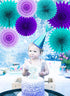 Mermaid Birthday Party Decorations Teal Purple /Wonderland Frozen Party Decorations/Under The Sea Party Supplies Teal Purple Tissue Paper Fan/Froz...
