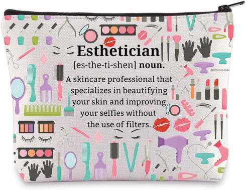 Esthetician Definition Cosmetic Bag Cosmetology Beautician Gift Beauty Skincare Zipper Pouch Bag Beautician Merch (Esthetician)...