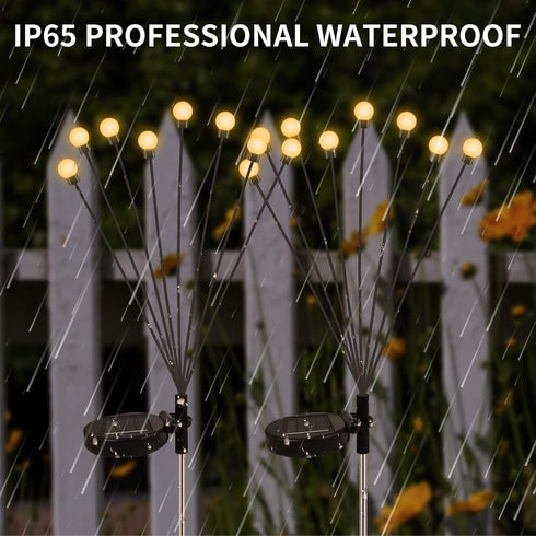 Solar Fairy Firefly Lights Outdoor Garden Decor Waterproof, Solar Powered Swaying Light Outside, 2 pack LED Light Flexible Sway by Wind, Yard Pati...
