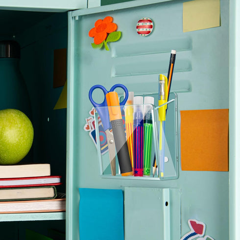 Magnetic Marker Holder for Whiteboard, Fridge, Locker, Adhesive Dry Erase Marker Organizer, Acrylic Pen Holder with 3M Transparent Tapes and Magne...