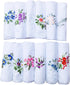 LACS Womens Embroidered Floral Cotton Lace Handkerchiefs White Hankies Pack...