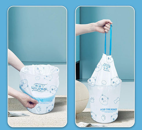 White Printing Trash Bags, 100 Counts 4 Gallon 45x50Cm Kitchen Small Trash Bags with Drawstring for Bathroom, Office, Home Garbage Bags (100 Pcs)...
