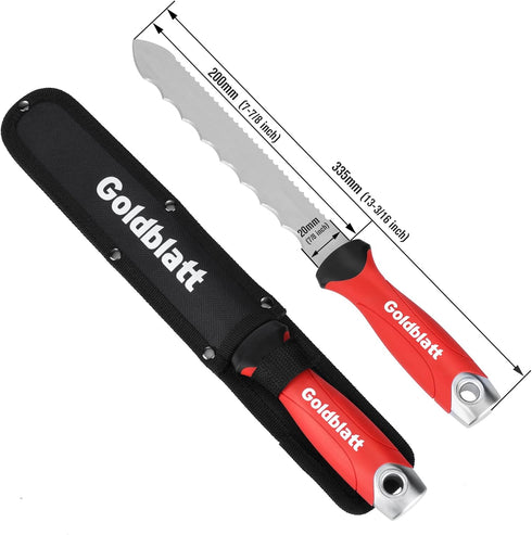 Goldblatt Insulation Knife, 8 Inch Stainless Steel Blade - Serrated Sharp Double Side Utility Knife Tool for Cutting Heat Material, Styrofoam - Ro...