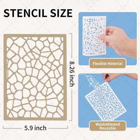 12 PCS Stencils for Crafts Reusable Densely Patterned Cool Painting Stencil Set,8''*5.9''Plastic Painting Stencils for Scrapbooking Cookies Tile F...
