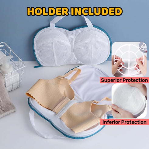 3Pcs Bra Wash Bags for Laundry Lingerie Underwear Brassiere Bag Set for Washing Machine With Zipper Women Delicates Blue (A to C Cups)...