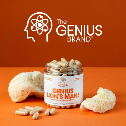 Genius Lions Mane Supplement Capsules - Organic Nootropic Supplement, 1200mg per Serving – 120 Veggie Pills...