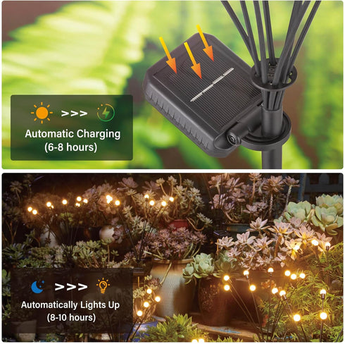 8LED Solar Powered Firefly Lights,Solar Lights Outdoor Waterproof,Starburst Swaying Solar Firefly Lights, Solar Garden Lights for Path Landscape O...