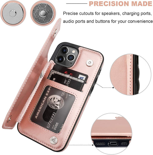 ONETOP Compatible with iPhone 12 Compatible with iPhone 12 Pro Wallet Case with Card Holder, PU Leather Kickstand Card Slots Case, Double Magnetic...
