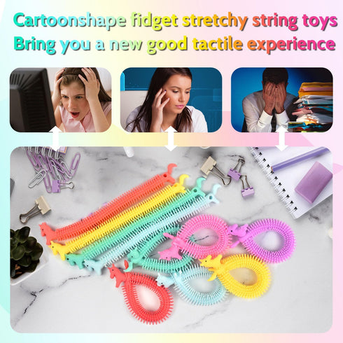 10pcs Unicorn Stretchy Strings Toys, Sensory Stress Toys for Against Anxiety, Quiet Stress Relief Toy for Autism and Special Needs,Improve Mood an...