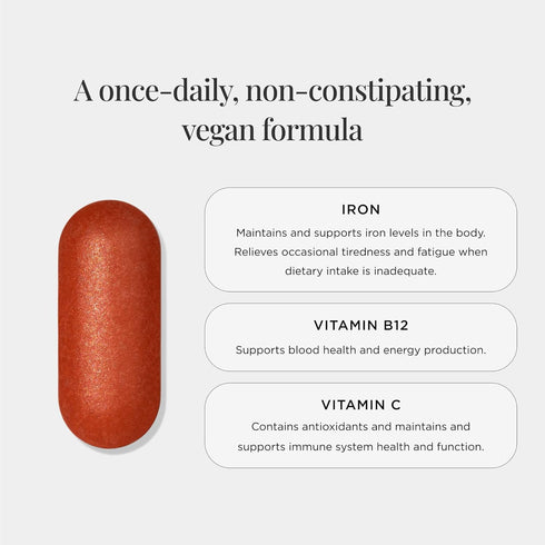 JSHealth Vitamins Iron+ Supplement for Energy Support - Iron Deficiency Pills with Vitamin C and Vitamin B12 - No Nausea or Constipation - (30 Tab...