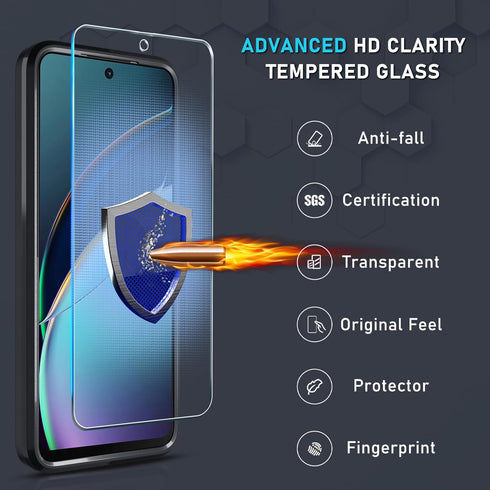 for Motorola Moto G 5G 2024 Case with Screen Protector,Heavy Duty Shockproof Full Body Protective Cover Built in Rotatable Metal Ring Holder Kicks...