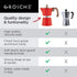GROSCHE Milano Stovetop Espresso Maker Moka Pot 3 espresso Cup - 5oz, Red - Cuban Coffee Maker Stove top coffee maker Moka Italian espresso greca ...