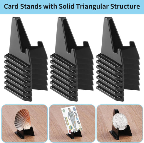 20 Pack Card Stands, Acrylic Card Display, Mini Sports Card Holder, Black Card Stands for Displaying Trading Cards, Baseball Cards, Challenge Meda...
