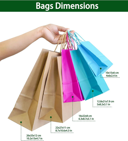 AZOWA Blue Gift Bags Small Blue Kraft Paper Bags With Handles (5 x 3.1 x 8.2 in, 12 CT)...