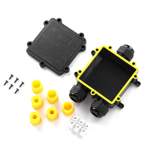 IP68 Waterproof Junction Box,3-Way Outdoor Cable Connectors with 3 Cable M25 Gland Wire Connector Electrical Junction Box for 4-14MM Diameter Cabl...
