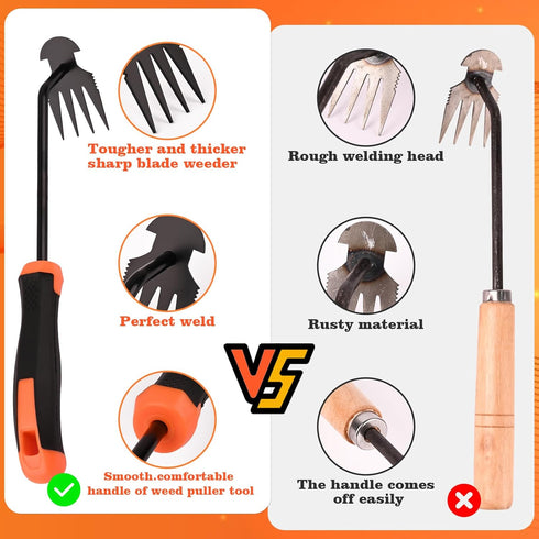 Weed Removal Tool, Portable Garden Weeder Tool?2024 New Manganese Steel Weed Puller Tool with Rubber Handle for Vegetable Gardening Garden Yard Fa...