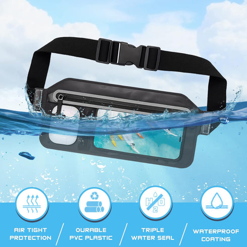 Waterproof Phone Pouch,IPX8 Waterproof Phone Case with Adjustable Waist Strap,Compatible with iPhone Whole Series Galaxy Whole Series up to 7",Wai...
